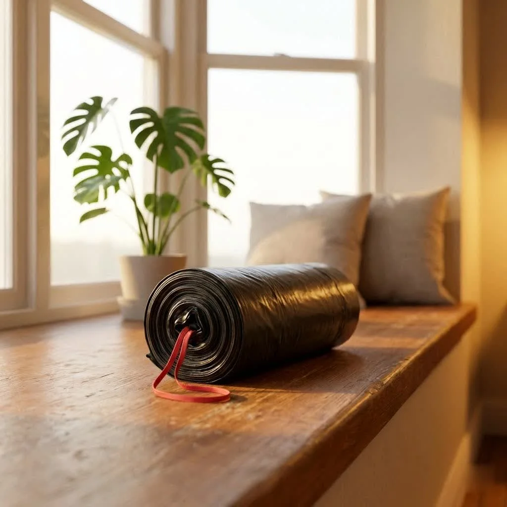 Hefty trash bags in various sizes and colors